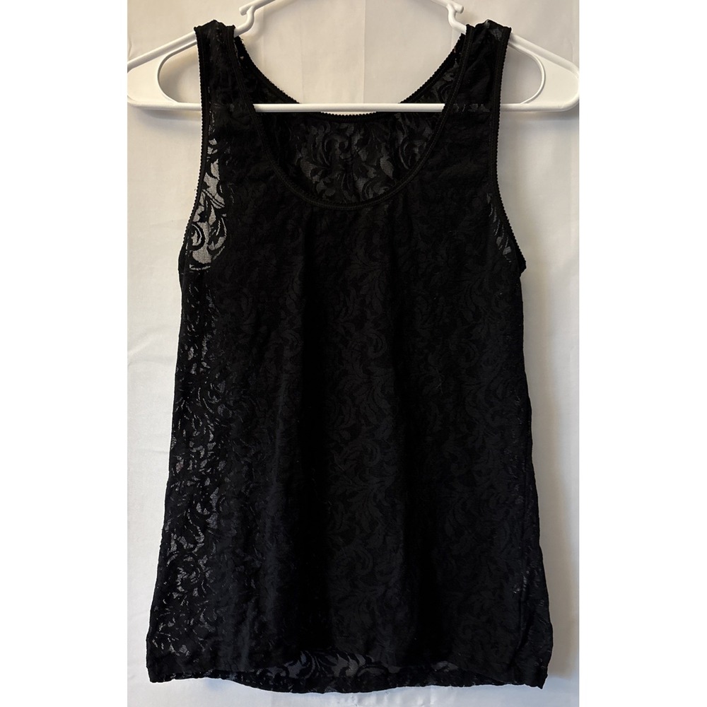 Black Floral Lace Sleeveless Tank Top M Calvin Klein